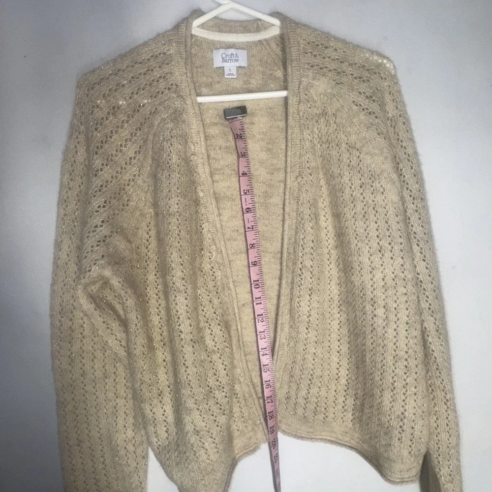 Croft &‎ Barrow Beige Knit Open Front Cardigan Women's Size L